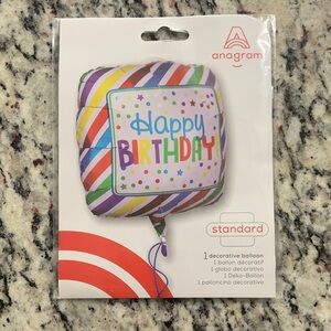 Anagram Happy Birthday Rainbow Striped Decorative Balloon- BNWT